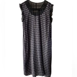 Cotelac gray & black sheer ruffled gazelle silk dress